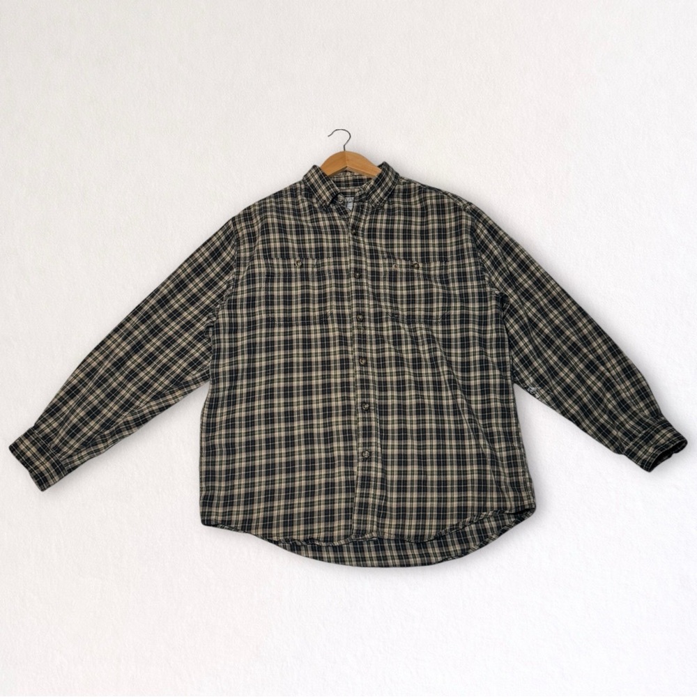 Carhartt Men's Plaid Button Down Shirt - Black and Tan
